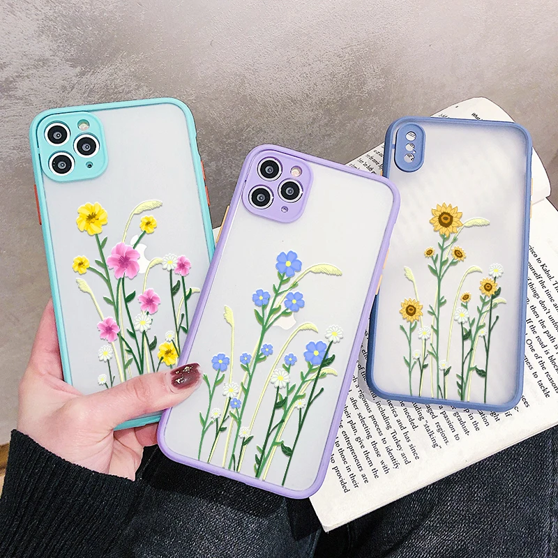 

Floral flower colorful Sunflower iphone 13 12 XS 11 Pro Max Mini Case for iphone 7 8 6 6s Plus SE2020 X XR Purple Pink Cases