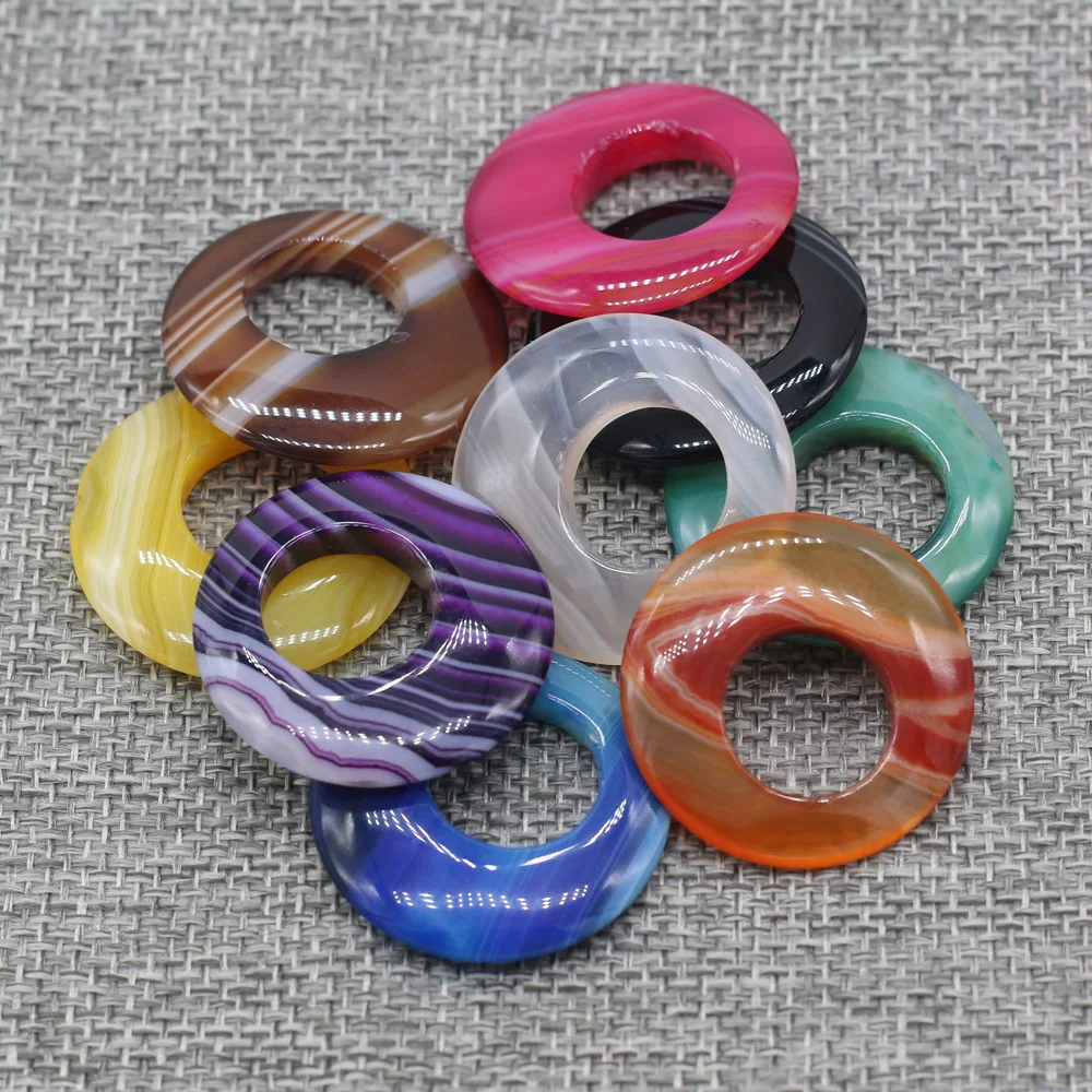 

Natural Stone Beads Round Crystal Striped Agates Beading Pendant Charms Accessories for Jewelry Making Women Necklace Bracelet
