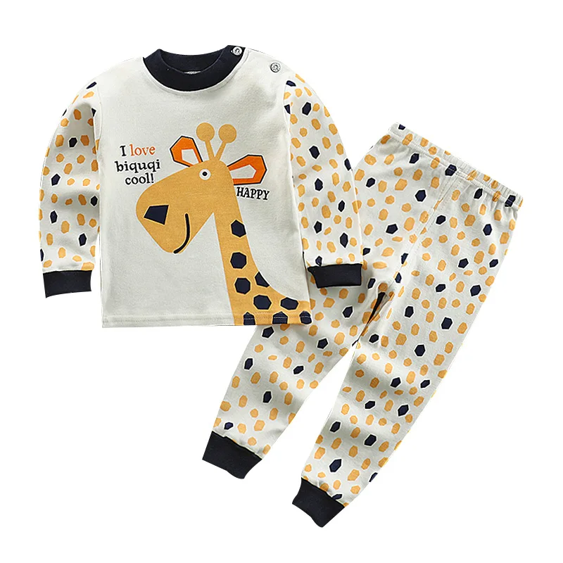Детская футболка с длинными рукавами и штаны 2 шт. Повседневная Хлопковая пижама