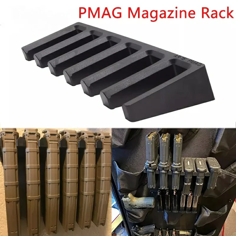 

Tactical 6X Standard Magazine Rack PMAG Wall Mount Mag Holder Display Safe Storage for Hunting Airsoft AR15 Rifle Accessory
