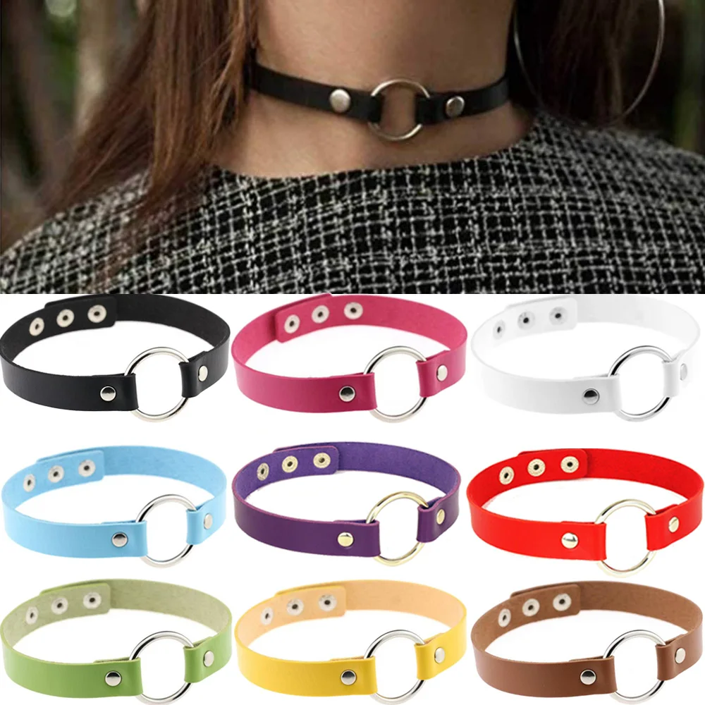 

Fashion PU Leather Round Choker Necklace Women Chocker Necklaces Punk Statement Jewelry Collier Wedding Bride Jewelry Gift
