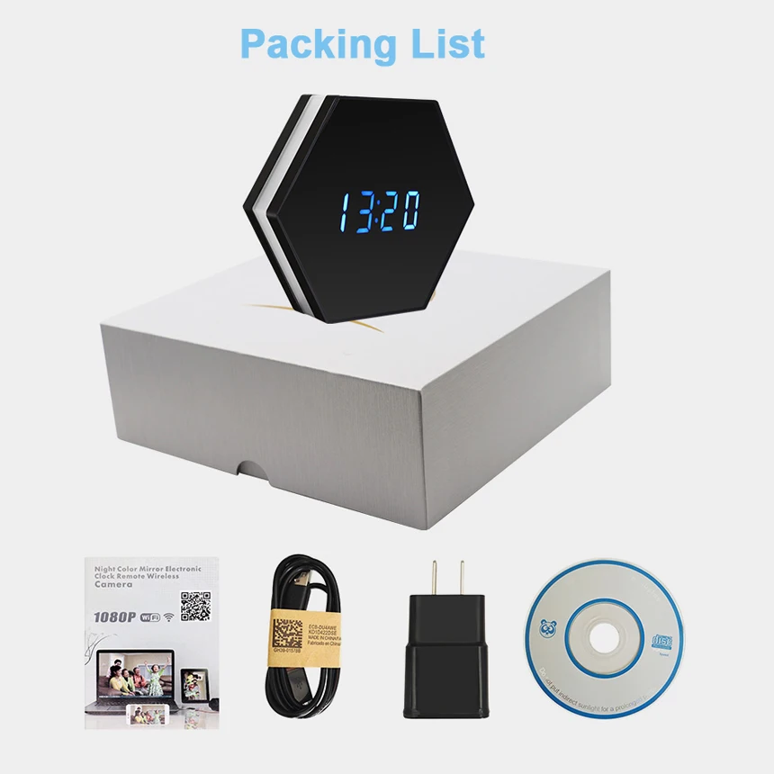 Hebeiros 2MP настенные часы с батареей IP WiFi камера HD 1080P P2P аудио Ночное Видение