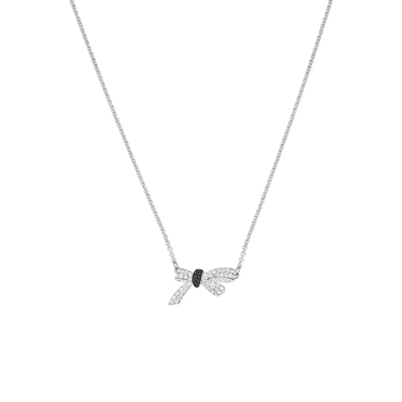 

Fashion SWA New MADEMOISELLE Bow Necklace Exquisite And Elegant Bow Girlfriend Gift Platinum Crystal Female Romantic Gift