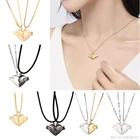 Ожерелье в форме сердца с двумя душками парная цепочка на шею легкая простая Подвеска для мужчин и женщин подарки на день Святого Валентина M21 оптовая продажа