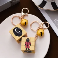 cartoon rubiks cube bell keychain pendant cute key chain ring accessories bag ornaments llaveros para mujer new year gifts y112