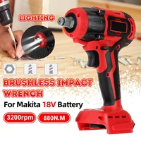 18v cordless electric screwdriver with 3 light brushless impact wrench rechargeable speed drill driver hammer for makita battery