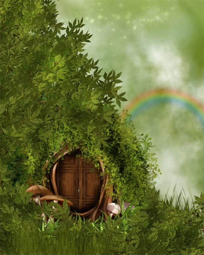 

Photo Studio Props Photography Backdrop Cartoon Fantasy Jungle Rainbow Vinyl Background Children's Birthday Party Decoration