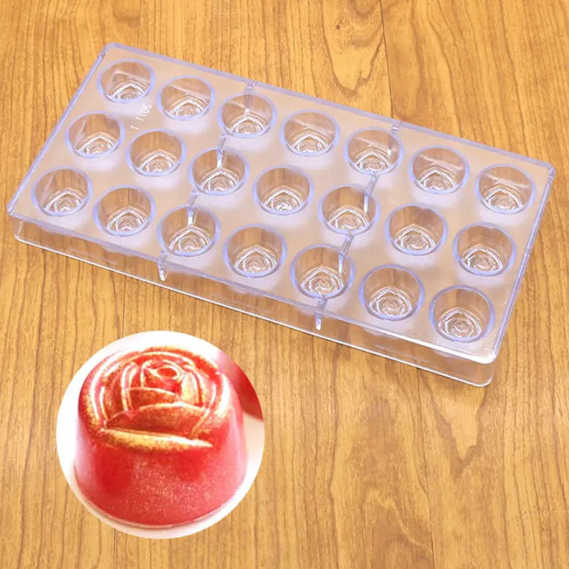 

21 Valentine's Day Rose Shape Polycarbonate PC Chocolate Mold 3D Lollipop Fondant Candy Cake Molds Kitchen Baking Pastry Tools