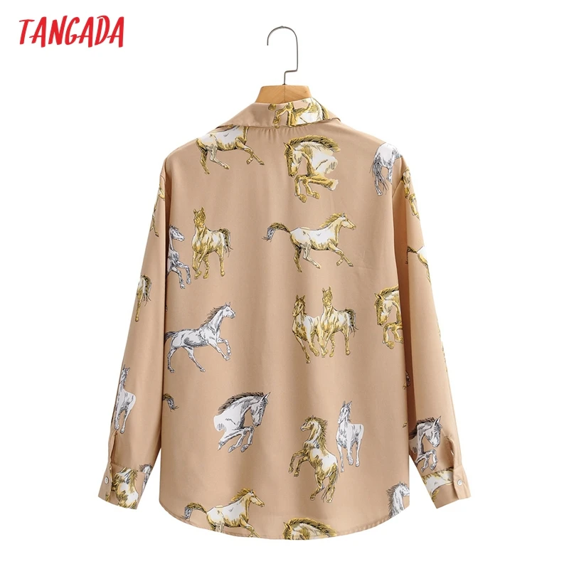 

Tangada 2021 Autumn Women Animal Print Blouse Long Sleeve Chic Female Office Lady Shirt Blusas Femininas 8Y26