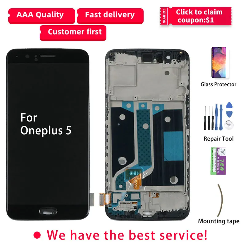 Оригинальный ЖК дисплей для Oneplus 5 сенсорный экран с рамкой A5000 дигитайзер в