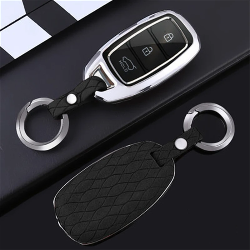 E-black Флип Меховой чехол для ключа автомобиля для hyundai Verna Sonata Tucson Fe TM 20 Solaris Azera Grandeur i30 i35 iX20 чехол для смарт-держателя - Название цвета: E-black