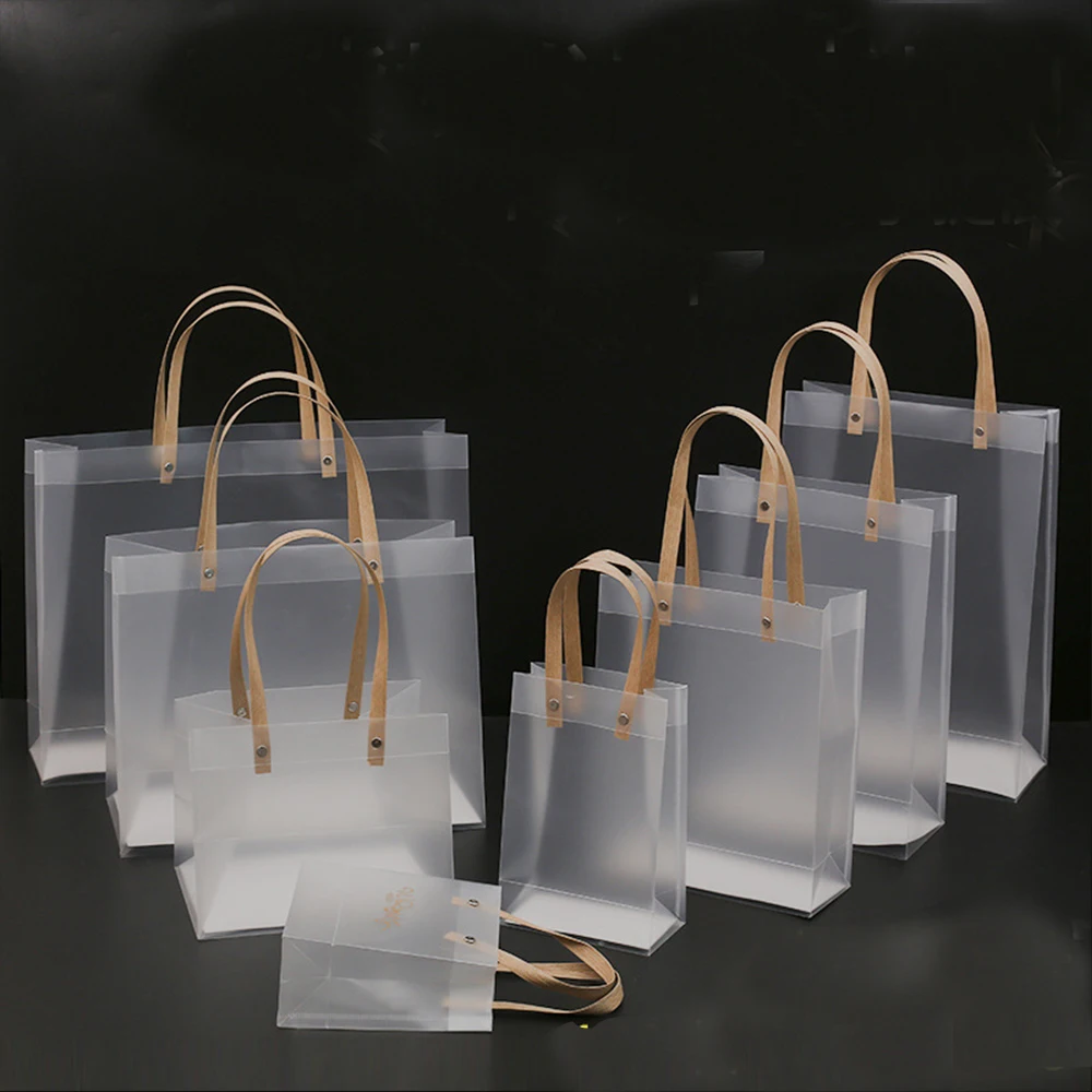 

Frosted PP Bags Plastic Gift Bags With Handles Gift Wrapping Flower Package Bag Decor Supplies High-quality Translucent Tote
