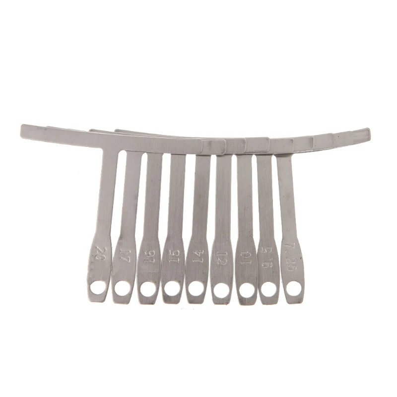 

X5QF 9pcs/set Understring Radius Gauge Metal for Guitar and Bass Setup Luthier Tools