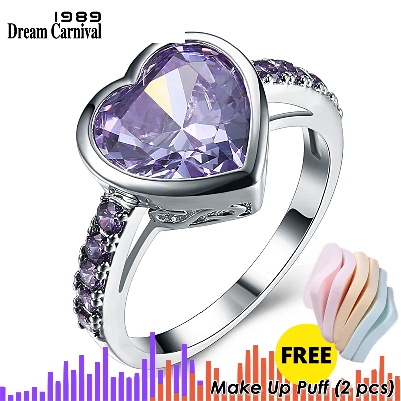 DreamCarnival 1989 фиолетовые кольца с сердечком для женщин, вечерние кольца Anel, Подарок на годовщину,, потрясающая цена WA11316