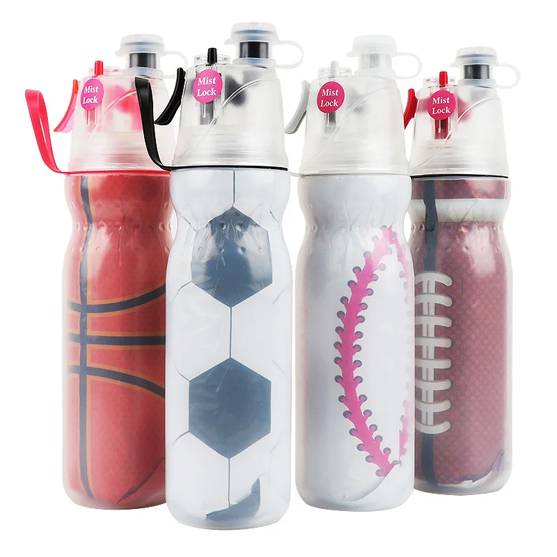 Новая Спортивная бутылка для воды футбола Двойной холодный спрей из полиэтилена