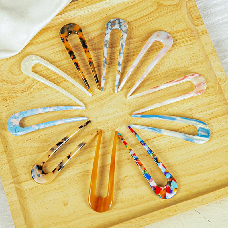 

Fashion U-Shaped Acetate Hair Sticks Women PVC Shell Hair Clips Hair Pins Retro Girls Hair Accessories Headwear Styling Tools