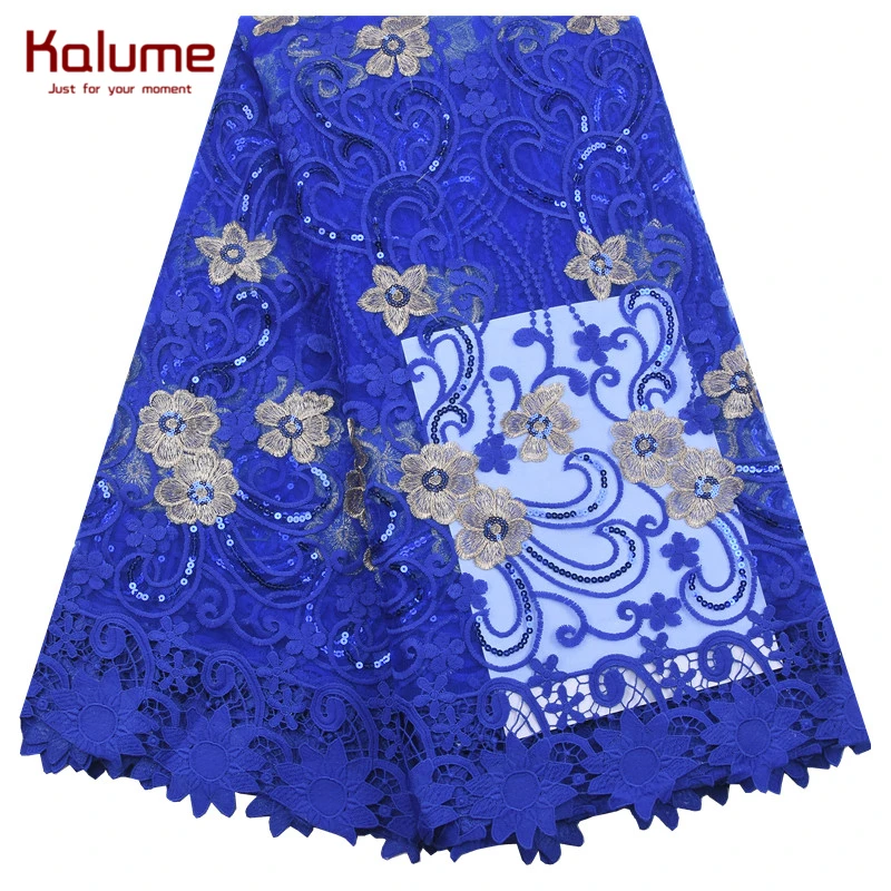 

Kalume African Sequins Lace Fabric 2021 High Quality Milk Silk Lace With Cord Laces Nigerian Tulle Lace Fabric For Dress F2169
