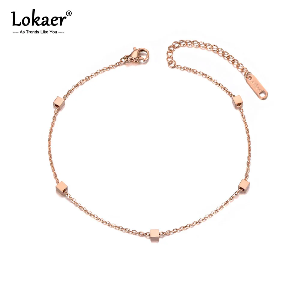 Женские пляжные ножные браслеты Lokaer 5 шт. квадратные из титановой нержавеющей