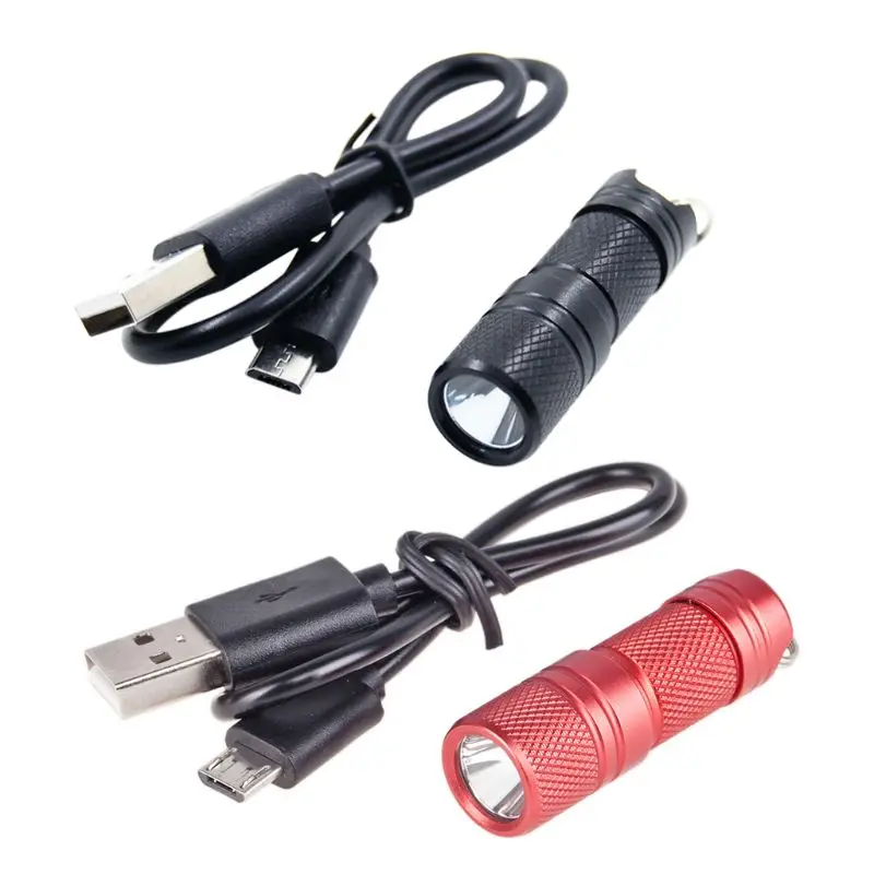 

Pocket Mini USB Charging LED Flashlight Electric Torch Portable Waterproof Rechargeable White Light Keychain Camping Night P82D