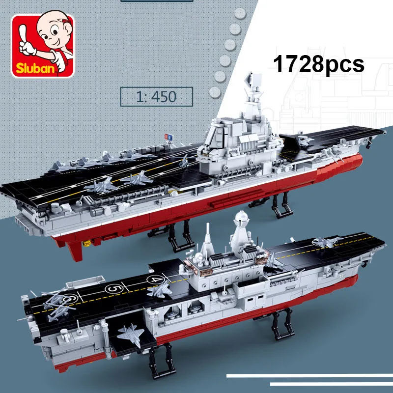 

1728PCS WW2 Shandong DIY Warship Modle Building Block Assembly Male Puzzle Military Aircraft CarrierToy For Christmas Children's