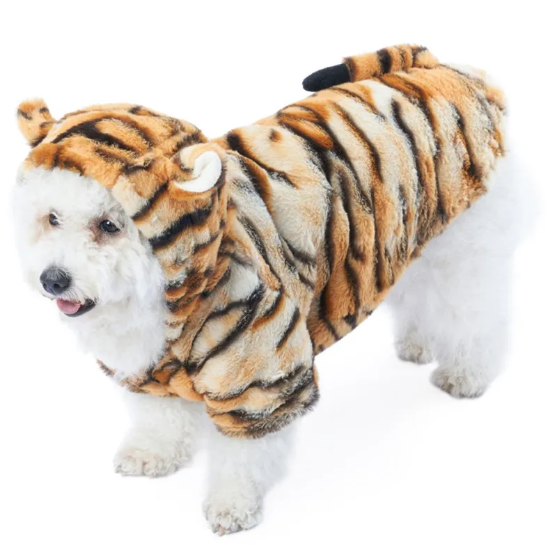 Зимняя одежда для домашних животных косплея с тигром собак мягкий флисовый