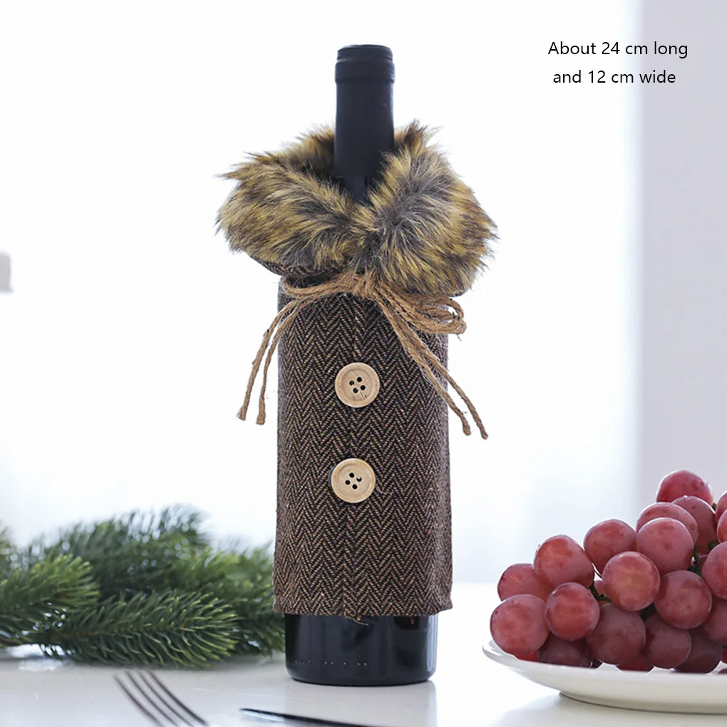 Рождественский свитер крышка для бутылки вина воротник кнопка бутылка