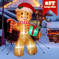 ourwarm 8ft christmas inflatable gingerbread man christmas outdoor yard decorations with build in led lights fun party display