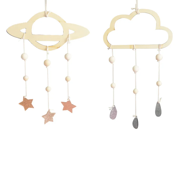 

Скандинавская декорация для детской комнаты, креативные подвесные деревянные бусины из свежего дерева, настенное украшение, реквизит для С...