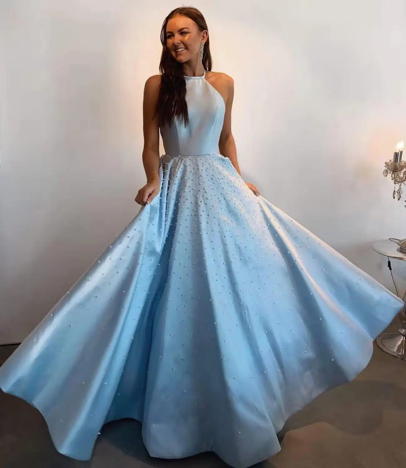 Платья для выпускного вечера 2020 атласные вечерние платья с бисером Vestido Formatura