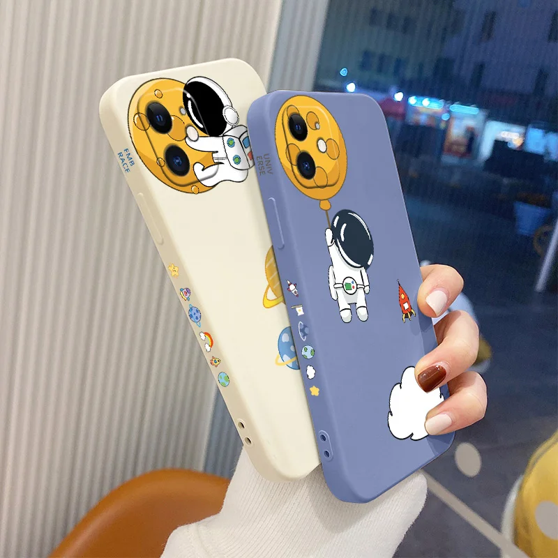 

Flying Star Astronaut Phone Case For iPhone 12 Pro Max mini 12Mini 12pro 12promax Liquid Silicone Cover