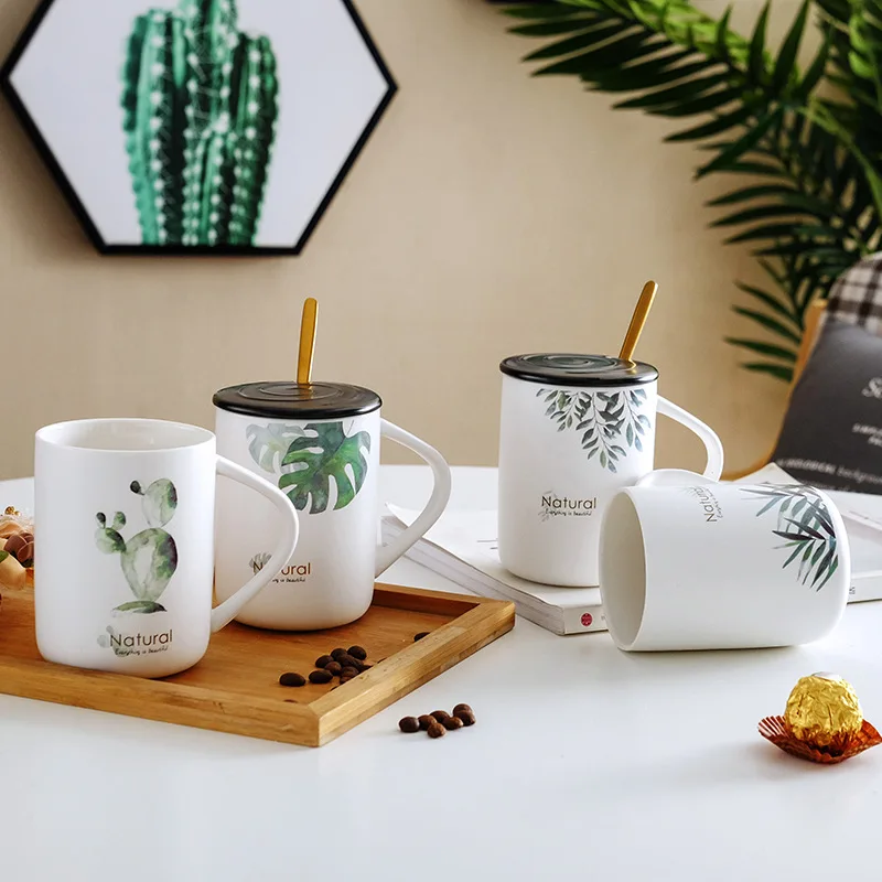 400 мл креативная керамическая кофейная кружка с крышкой и ложкой кофейные чашки
