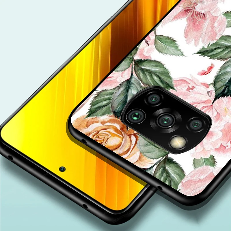 

Black Cover Beauty Floral Rose for Xiaomi Mi Mix 3 A3 A2 A1 Poco M3 M2 C3 X3 X2 NFC F2 F1 CC9 CC9E Pro Phone Case