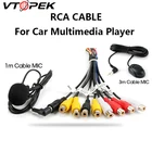 Универсальный автомобильный радиоприемник Vtopek, RCA выход, провод, кабель с микрофоном, видеовыходвход, аудиосабвуфер, 1 м3 м, микрофон опционально