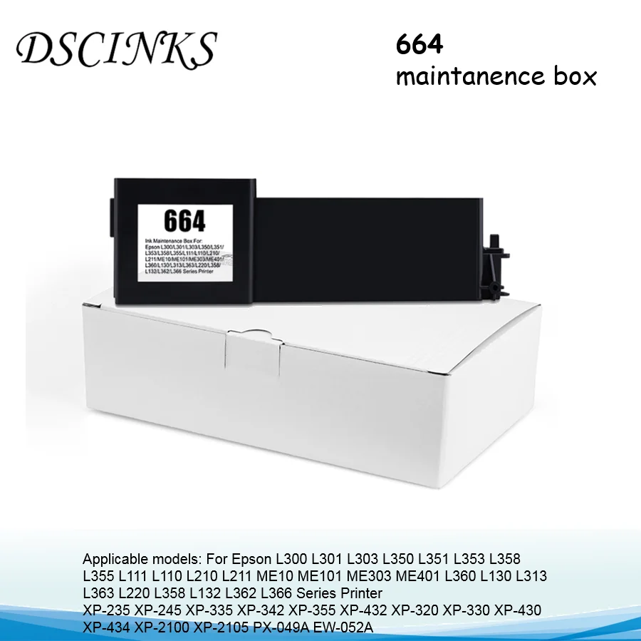 

664 maintenance box for Epson L111 L110 L210 L211 L300 L301 L303 L350 L351 L353 L358 L355 ME10 ME101 ME303 ME401 Waste ink tank