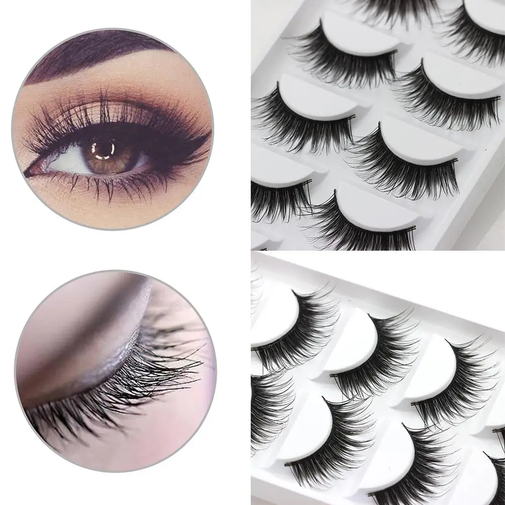 Натуральные густые накладные ресницы из синтетического волокна 5 пар ручной