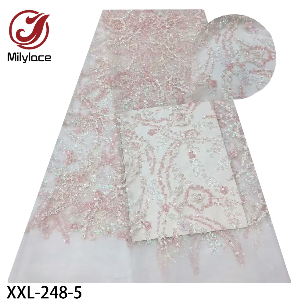 Latest Sequins Embroidered French Tulle Lace 2020 Afican Nigerian Fabric for Dress XXL-248 | Дом и сад