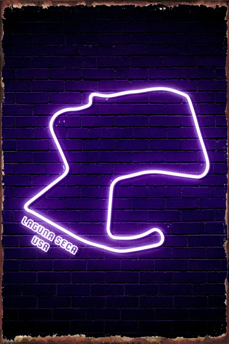 

Laguna Seca Track Neon Wall Decor Room Decoration Retro Vintage Metal Sign Tin Sign Tin Plates For Club Man Cave Cafe Pub Home
