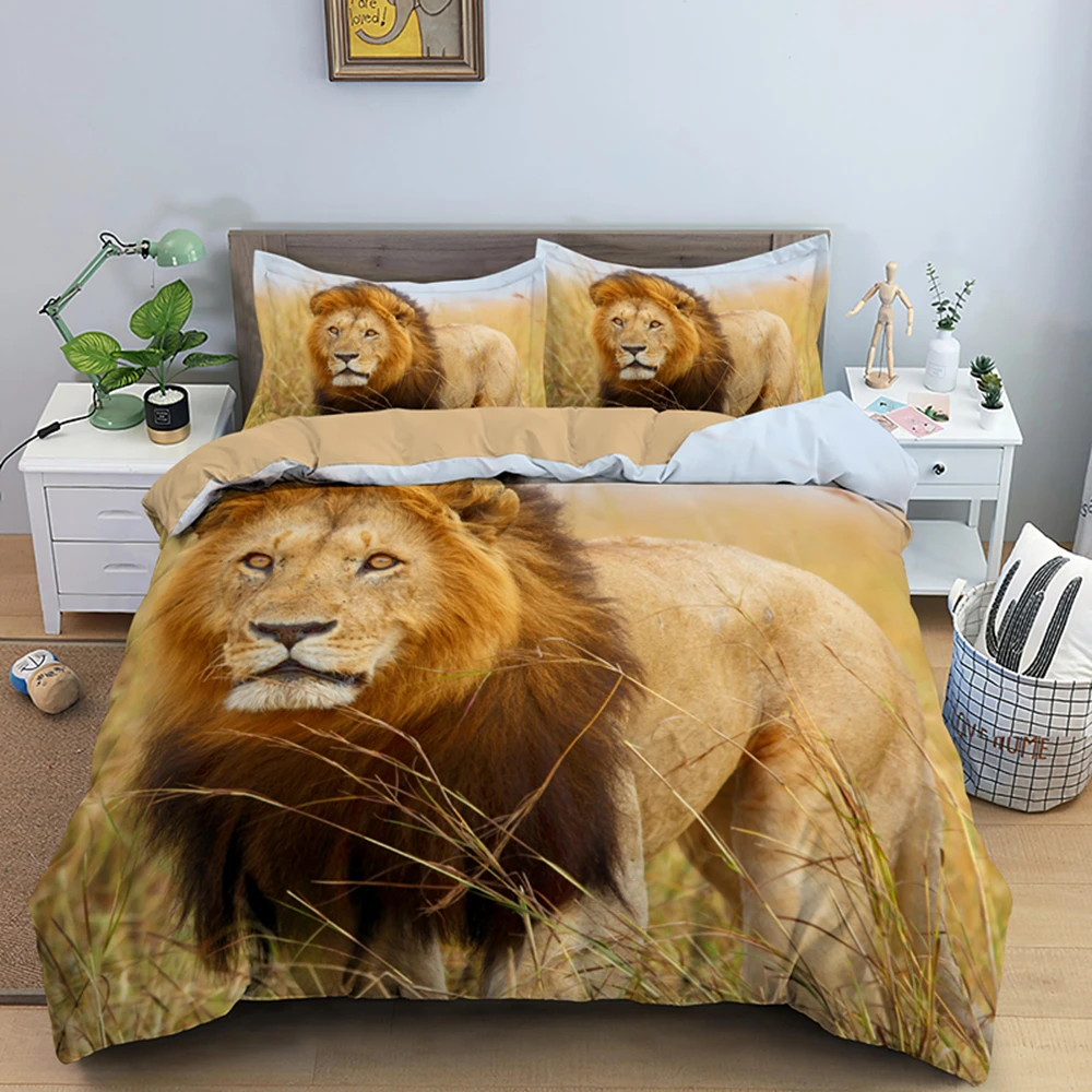 melhor 3d Leão Impressão Rei Jogo De Cama Personalizado Animal Adulto Crianças Rainha Capas Edredão Consolador/colcha/cobertor Capa Define Com Fronha