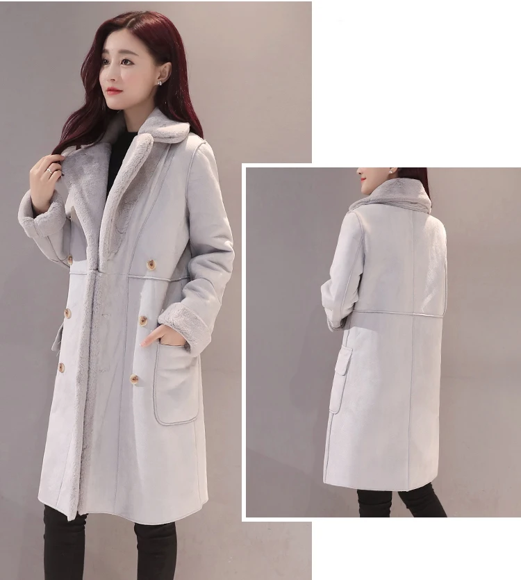 Winter Velvet Suede Jacket Coats Women Winter Outerwear Fashion Coat Thick Warm Faux Sheepskin Long Casual Female Overcoat
