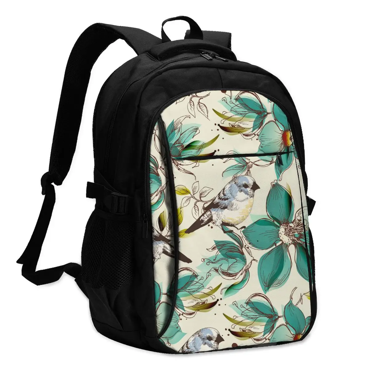 

2021 Прохладный печати ноутбук рюкзак в стиле ретро с цветами и птицами зарядка через USB путешествия Для женщин Мужской школьная сумка Mochila