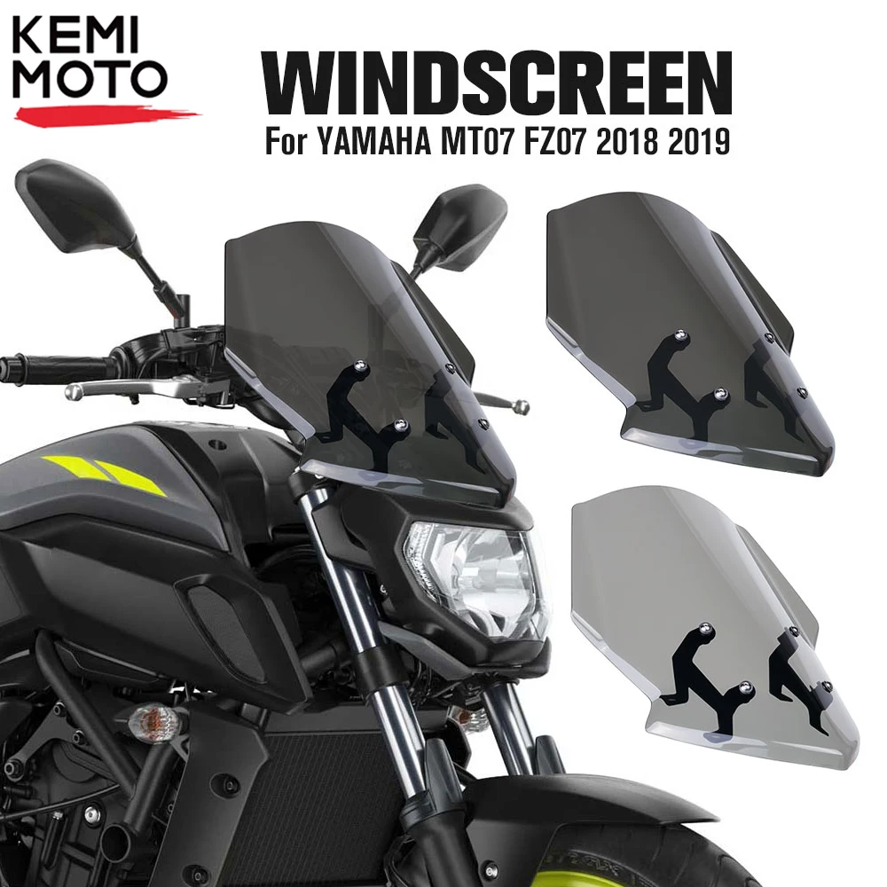 For YAMAHA MT07 FZ07 2018 2019 Motorcycle Windscreen Windshield MT-07 FZ-07 MT 07 Parabris Motorcycle Accessories Wind Deflector