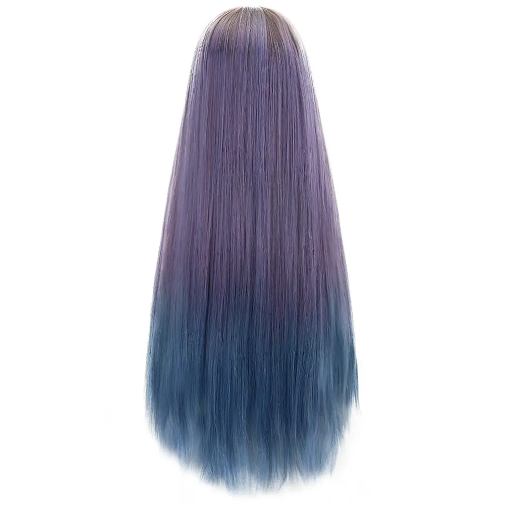 Бесплатная Красота Длинные прямые синтетические Омбре фиолетовые волосы парики