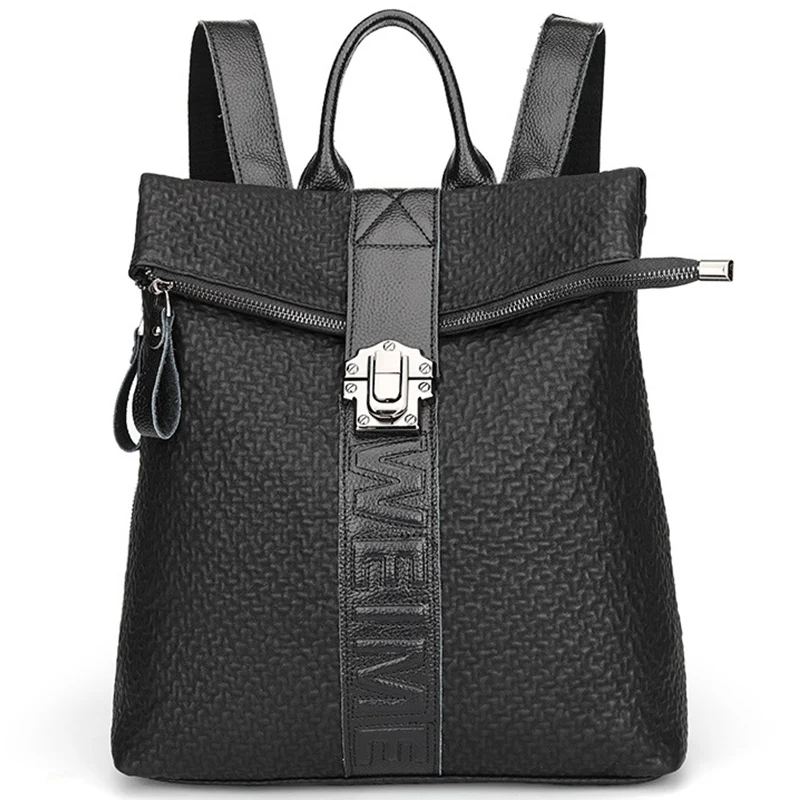 

Genuine Leather Backpack Women 2020 New Fashion Women's Shoulder Bags Large Capacity Black School Backpacks for Teenager Mochila