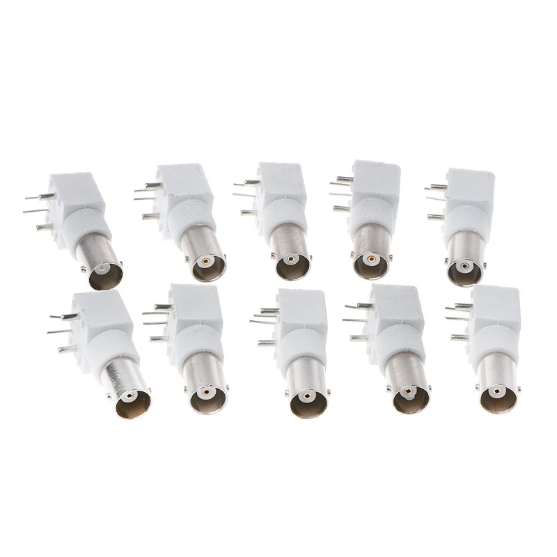 

10x PC Board PCB Mount Right Angle BNC Female Jack With Bulkhead Connector T21A