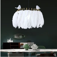 art deco pendant feather light lamp with bird kitchen island bar hanging light fixtures nordic luminaire suspension