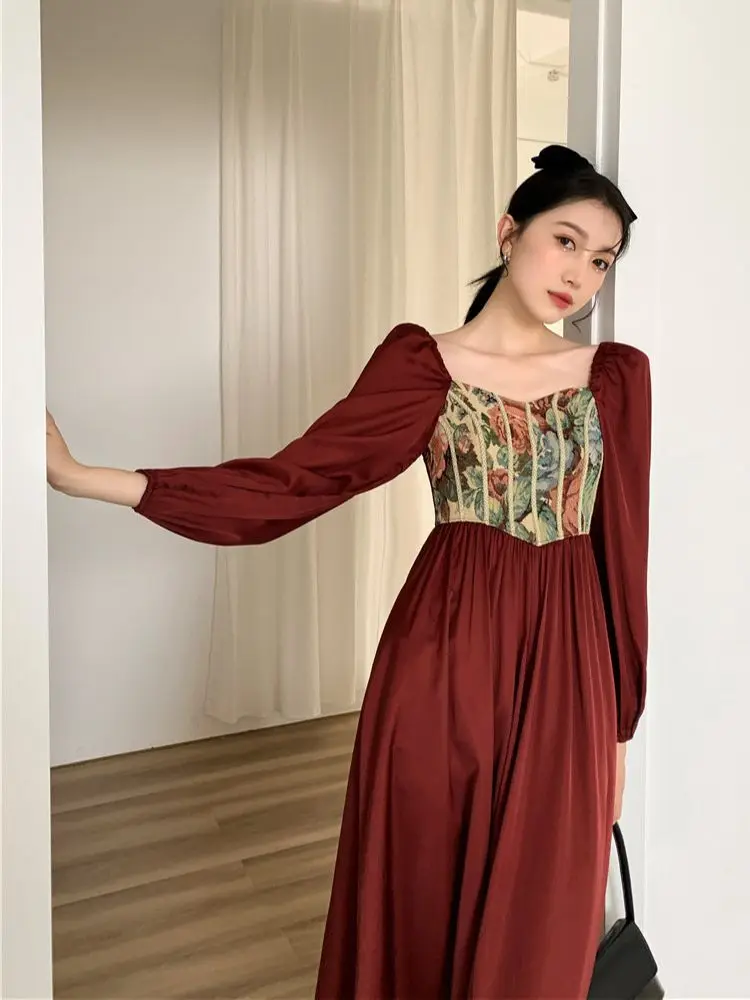 Nbpm женское платье ретро милый стильный элегантный с длинным рукавом Бизнес