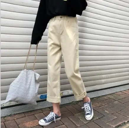 Джинсы деним новые шикарные однотонные простые с высокой талией Прямые на молнии