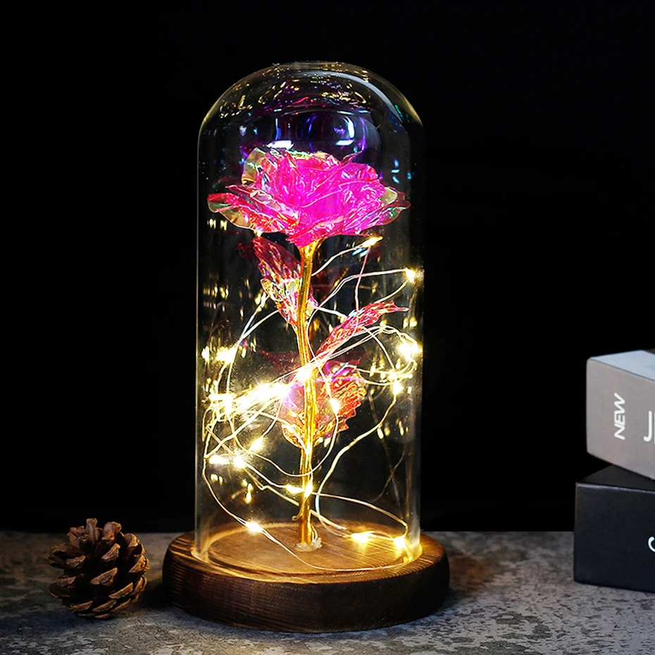 Роза средней красавицы и чудовища в стеклянном куполе вечная роза красная особый