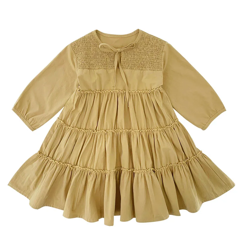 Плиссированное Платье для девочек корейская мода 2020 новинка весенняя и осенняя