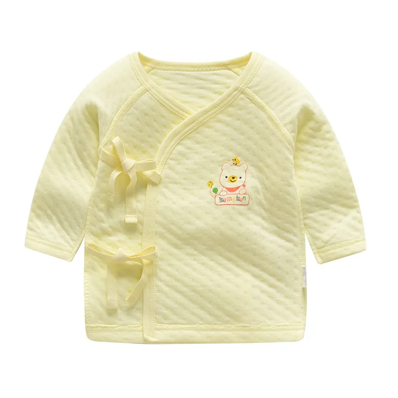yellow Хлопковые пижамы для малышей, 1 шт. комбинезон для новорожденных мальчиков и девочек, хлопковые пижамы с длинными рукавами Комбинезоны для детей от 0 до 12 месяцев, одежда для малышей - Цвет: yellow